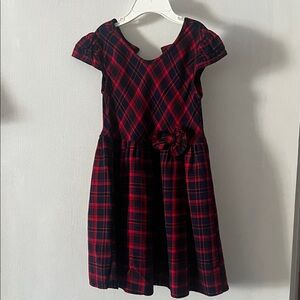 Stylish Kids Plaid Dress in Red and Blue